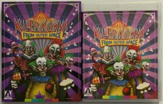 Killer Klowns From Outer Space Blu Ray,  Rare Oop Slipcover Booklet Poster Arrow
