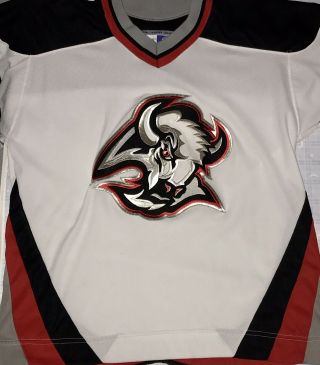 Rare Vtg 90s Ccm Nhl Buffalo Sabres Hockey Jersey Goat Head White Large