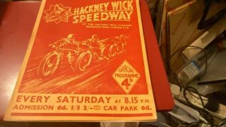 Hackney Wick V West Ham Hammers - - - Speedway Programme - - 27th August 1938 - - - Rare