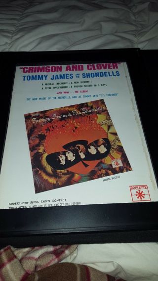 Tommy James The Shondells Crimson & Clover Rare Promo Poster Ad Framed