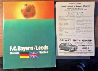 European Cup Final Bayern Munich V Leeds United 1975 With Rare Songsheet
