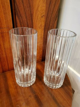 Rare Find Vintage 12  Tall Hungarian Art Deco Clear Heavy Lead Crystal Vases