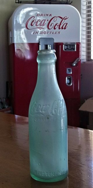 C1900’s Rare Coca Cola Straight Sided Crown Top Green Bottle Winston Nc 1