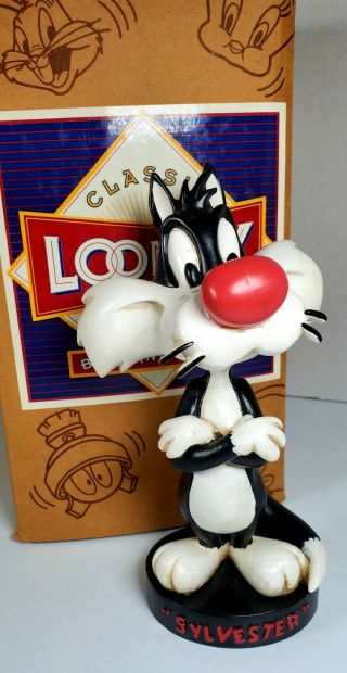 Rare Vintage Warner Bros Studio Store Looney Tunes Sylvester Bobblehead W/box