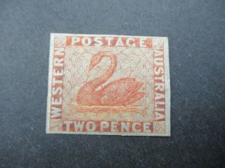 Western Australia Stamps: 2d Orange Swan Imperf - Rare (k167)