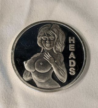 1 Oz.  999 Silver Round - Naked Lady - Vintage Rare - Heads And Tails