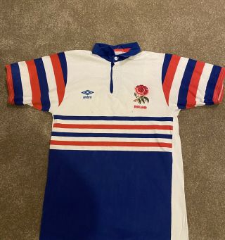 Vintage Retro 80s Rare England Umbro Rugby Union Shirt Jersey Top M L