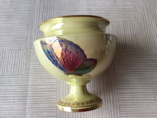 Beautifully Decorated Carlton Ware Lustred Butterfly Design Pedestal Bowl Rare