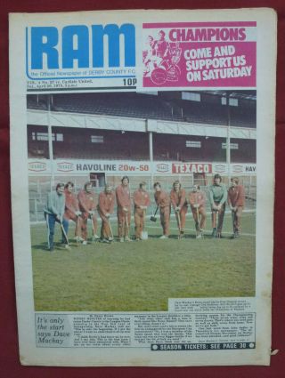 Rare Derby County Home Programme 1974 - 75 - Carlisle 