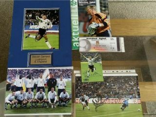 Rare England V Germany 2001 1 - 5 Match Ticket Programme & Signed Pics Of Scorers