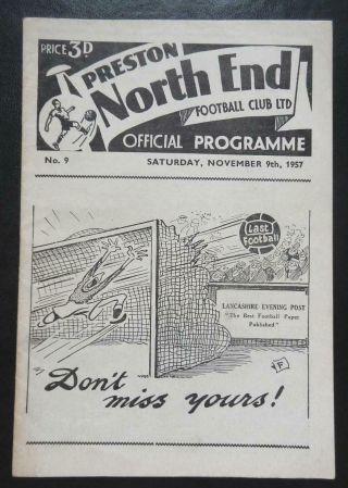 Preston North End V Manchester United - 1957/58 - Division 1 Rare Munich Season