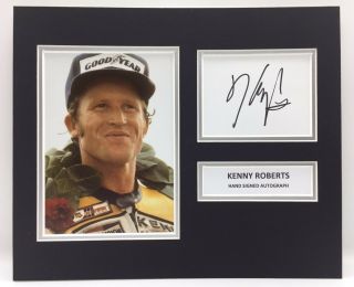 Rare Kenny Roberts Moto Gp Signed Photo Display,  Autograph Rossi Motogp Wsb