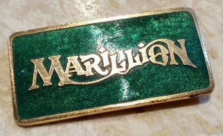 Rare 1980s Marillion Green And Gold Enamel Badge