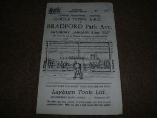 Rare Goole Town V Bradford Park Avenue 23rd Jan 1971 1st Season In Non League