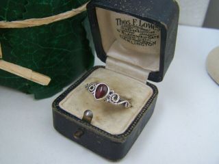 Gorgeous Vintage 925 Solid Sterling Silver Almandine Garnet Ring Size T 9.  5 Rare