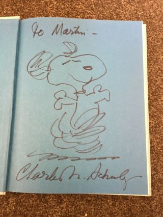 Charles M.  Schulz Peanuts Treasury Signed Book With Sketch Drawing Rare