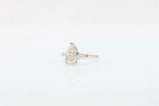 Antique 1920s $10,  000 2ct Old Pear Cut VS Diamond Platinum Wedding Ring RARE 2