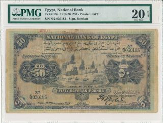 National Bank Egypt 50 Pounds 1919 Rare Pmg 20net