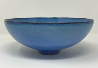 Iconic Gertrud & Otto Natzler Bowl No33 Rare Blue Glaze 7 3/8 " D X 3 " H Mid Centur