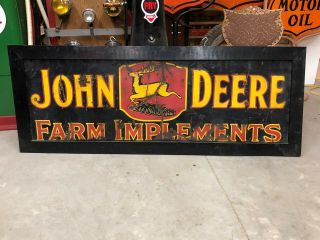 Rare Vintage Jd John Deere Farm Implements Sign Old Tractor Porcelain