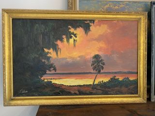 Rare Highwaymen James Gibson Full Color Painting Upson Board 35 X 23
