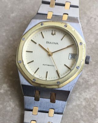 Bulova Royal Oak Automatic Vintage Swiss Men ' s Wristwatch Very Rare Two Tone 2