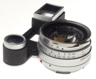 Steel Rim Summilux 1.  4/35mm rare fast Leica lens OLLUX Leitz Canada Googles f=35 6