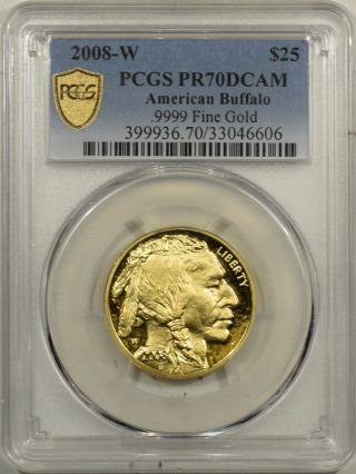 2008 - W 1/2 Oz $25 Proof Gold American Buffalo - Pcgs Pr - 70 Dcam,  Rare & Perfect