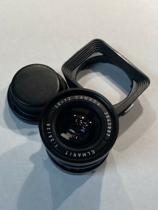 Near Leica Leitz 28mm Elmarit M F/2.  8 Rare Ver Ii Lens,  Shade,  Cap (yr 1972)