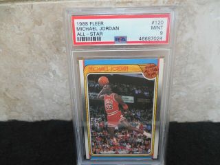 1988 Fleer All - Star Michael Jordan 120 Psa 9.  Sharp Early Card Rare,  Hot