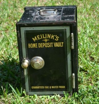 Antique Meilink Home Deposit Vault - Rare Small Safe With Combination