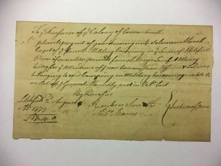 1775 Revolutionary War Rare Manuscript Pay Order Signed By Andrew Adams