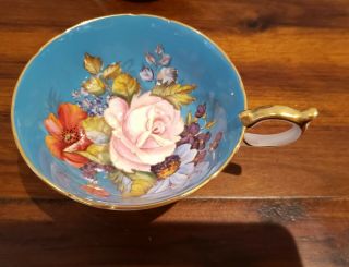 SPECTACULAR and RARE Aynsley Cabbage Rose Teacup and Saucer Signed J A Bailey - 5