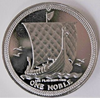 1oz Platinum Isle Of Man 1 Noble Coin Low Mintage Viking Ship Queen Rare 1986