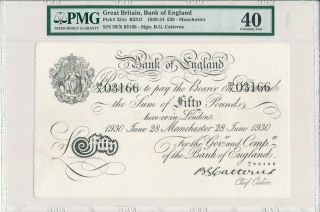 Bank Of England Great Britain 50 Pounds 1930 Rare Pmg 40