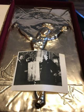 SALVADOR DALI CHRIST OF ST.  JOHN ON THE CROSS GOLD SIGNED NUMBER 53/75 ART RARE 6