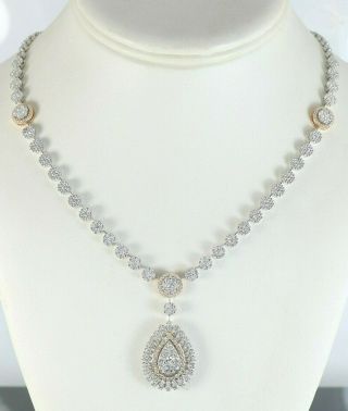 $24,  500 Rare Simon G 18k White Rose Gold 7.  24ct Cluster Diamond 17.  5 " Necklace