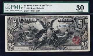 Awesome RARE Crisp Choice VF,  1896 $5 EDUCATIONAL Silver Certificate PMG 30 2