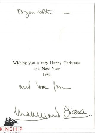 Princess Diana & Prince Charles Signed Christmas Card Jsa Loa Bold Auto Rare X26