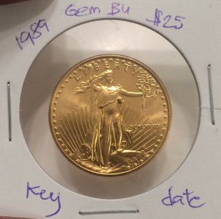1989 Gold 1/2 Oz Age American Eagle $25 Rare Date Strong Strike Gem Bu Eye
