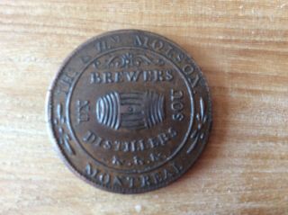 Very Rare 1837 Un Sou Molson Montreal Brewery Lc - 16a1 Cv: More $2500