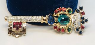 Rare Vintage Trifari Alfred Philippe Jewels India Moghul Cabochon Key Pin