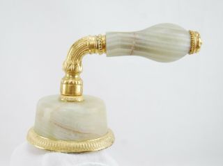 Vintage SHERLE WAGNER Gold & Green Onyx Lever Faucet Set w/ Acanthus Spout RARE 3
