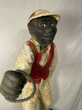 Very Rare & Collectible Large Antique Cast Iron Lawn Jockey