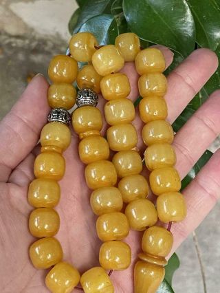 Islamic Antique Ottoman German Bakelite 33 Yellow Prayer Beads Rosary 100y Rare