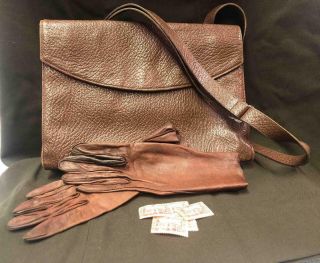 Wwii Army Nurse Corps Purse & Leather Gloves Anc Named Rare Scarce