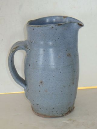 Warren Mackenzie Rare Blue Glaze Pottery Pitcher,  Double Stamped