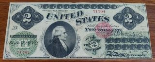 1862 $2 Two Dollar Bill Legal Tender United States Note Fr.  41 - Rare
