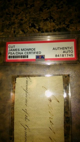 President James Monroe Signed Land Grant Cut PSA DNA Slabbed AUTO Rare 5th Pres 2