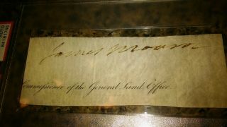 President James Monroe Signed Land Grant Cut PSA DNA Slabbed AUTO Rare 5th Pres 3